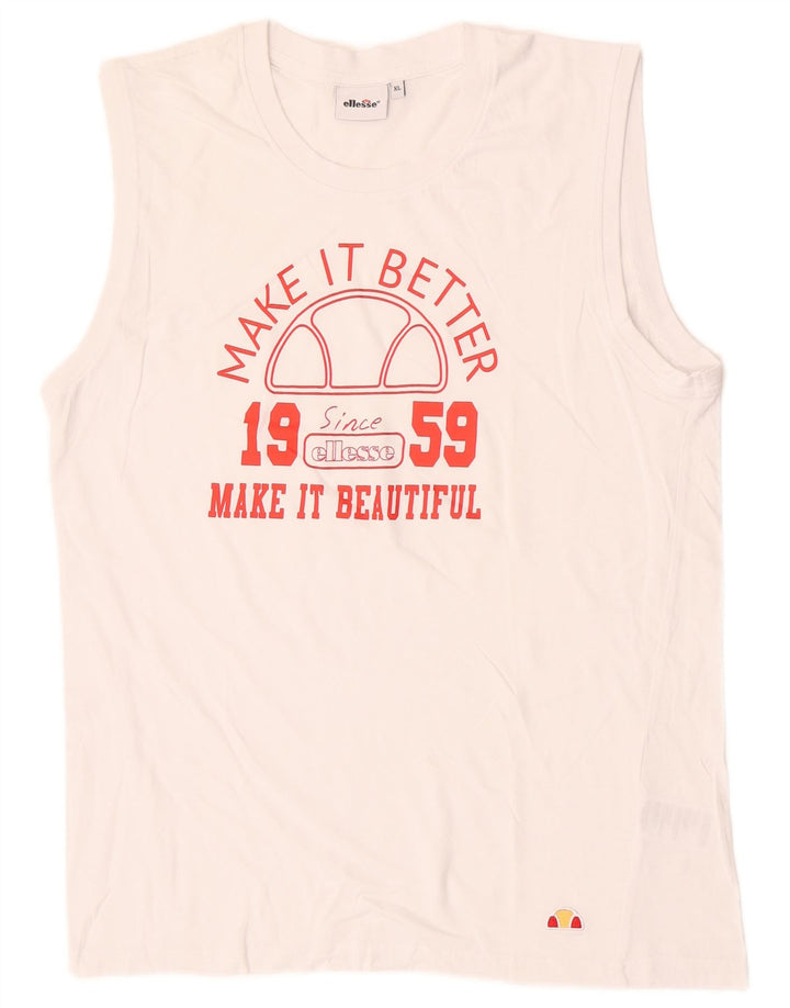 ELLESSE Herre Grafisk Vest Top XL Hvid Bomuld
