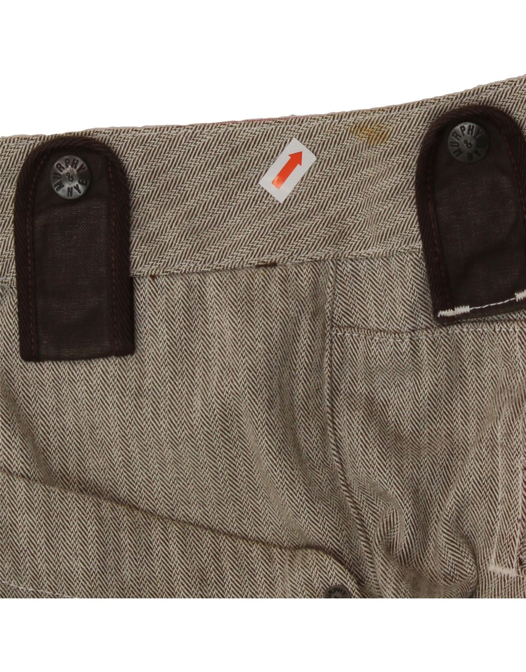 MURPHY & NYE Womens Straight Cropped Trousers W29 L23 Grey Herringbone Vintage Murphy & Nye and Second-Hand Murphy & Nye from Messina Hembry 