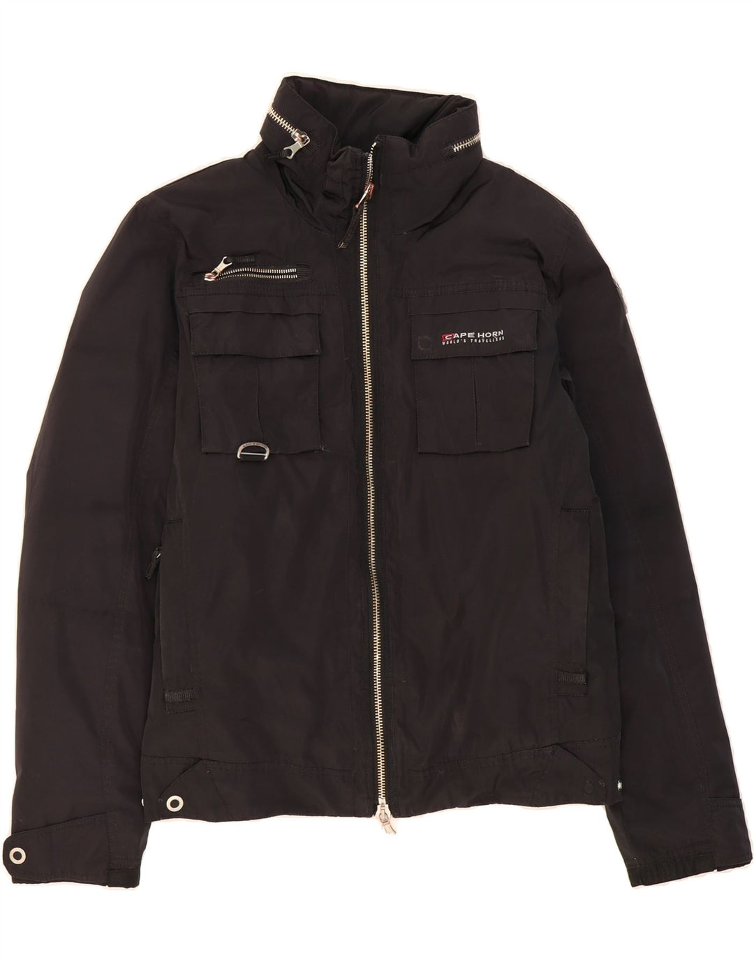 CAPE HORN Mens Windbreaker Jacket IT 50 Large Black Polyester Vintage Cape Horn and Second-Hand Cape Horn from Messina Hembry 