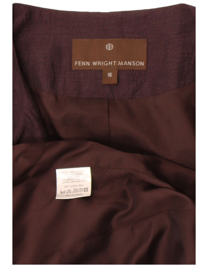 Fenn Wright Manson Womens 3/4 Sleeve Blazer Jacket UK 16 Large Purple