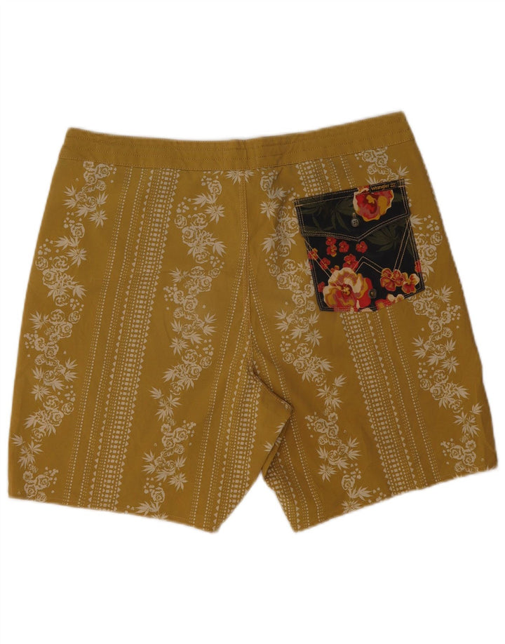 Wrangler Mens Swimming Shorts Medium Yellow Floral Polyester