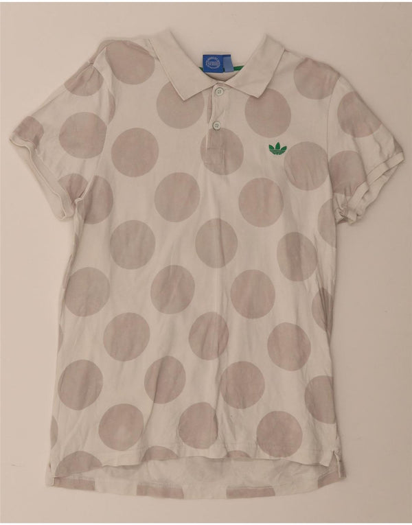 Adidas Herren-Poloshirt, groß, weiß, gepunktet, Baumwolle