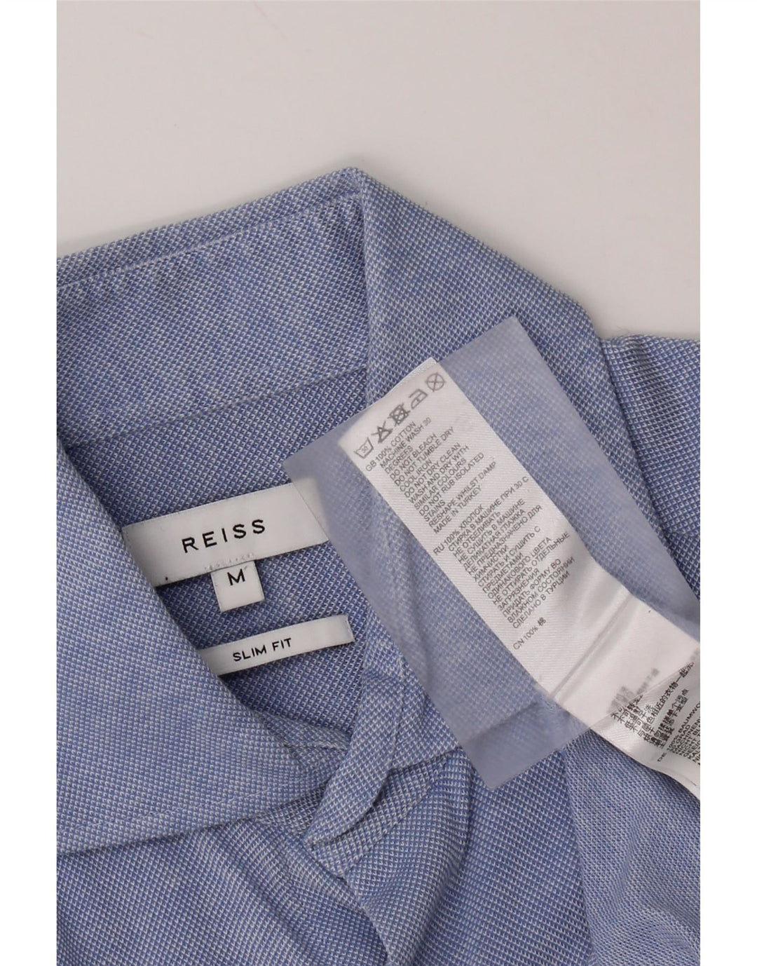 Reiss Chemise Slim Fit Homme Bleu Moyen Coton