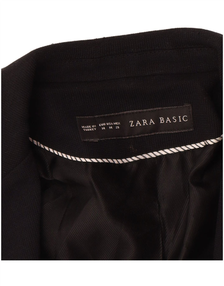 ZARA Womens 1 Button Blazer Jacket UK 12 Medium Black