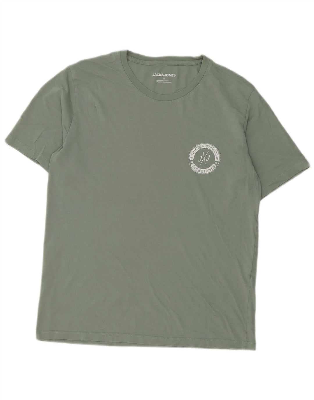 Jack & Jones Mens T-Shirt Top Medium Green Cotton