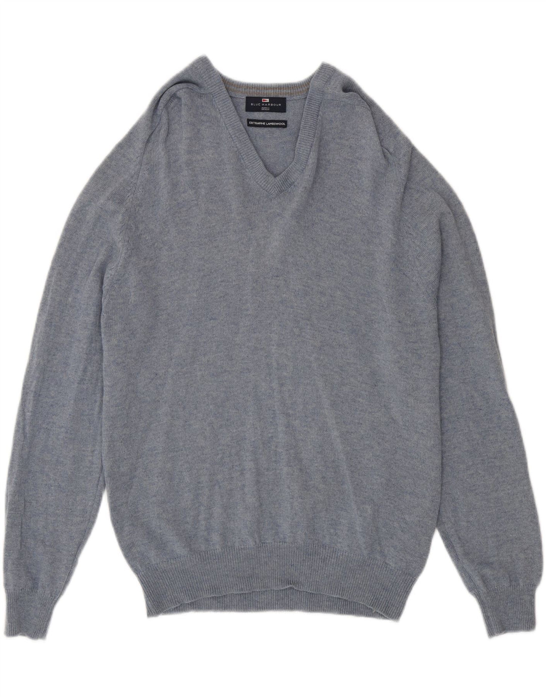 Marks & Spencer Mens Blue Harbour V-Neck Jumper Sweater Medium Blue