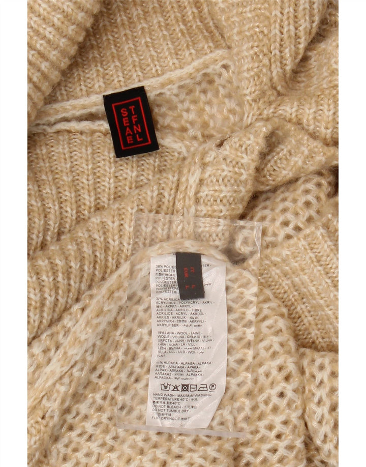 STEFANEL Maglione da donna oversize con collo a bottoni UK 16 Large Beige
