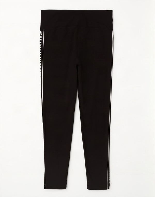 Dkny Womens Graphic Leggings UK 14 Medium Black Cotton