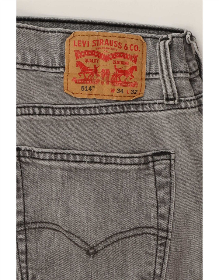 Levi's Mens 514 Straight Jeans W34 L32 Grey Cotton