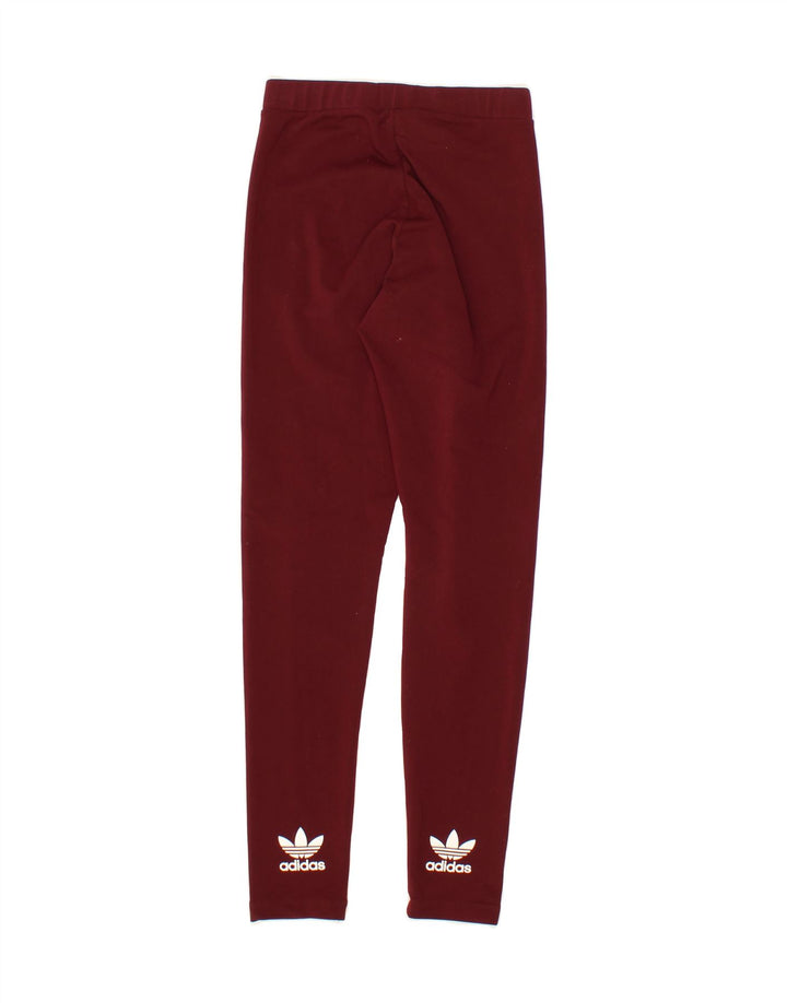 ADIDAS Womens Graphic Leggings UK 8 Small Maroon Polyester Vintage Adidas and Second-Hand Adidas from Messina Hembry 
