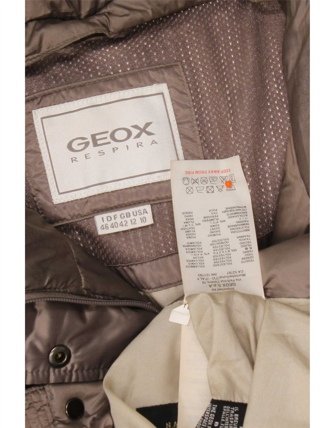 Jachetă căptușită cu glugă pentru femei Geox Respira UK 12 Medium Gri Poliester