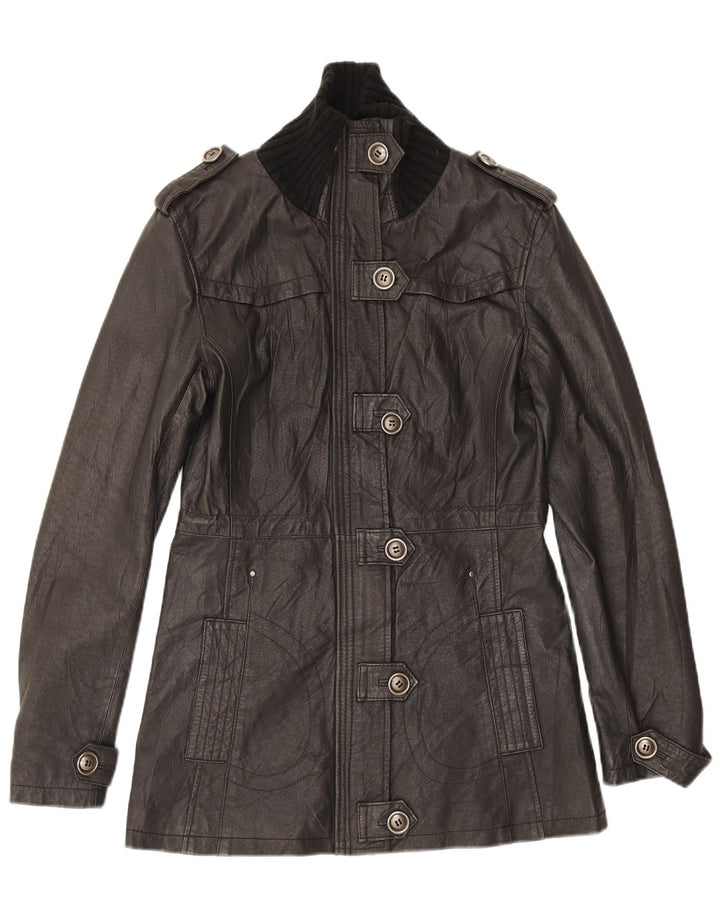 Variety Veste en cuir militaire pour femme UK 14 Cuir noir moyen