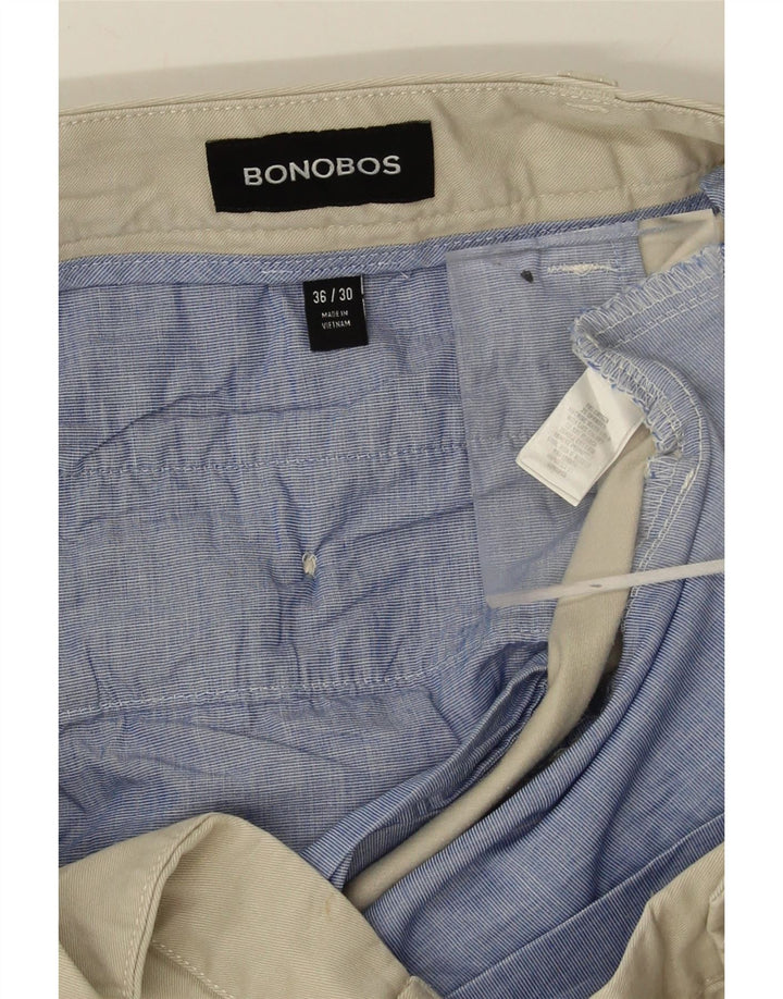 BONOBOS Mens Straight Chino Trousers W36 L30 Beige Cotton Vintage BONOBOS and Second-Hand BONOBOS from Messina Hembry 