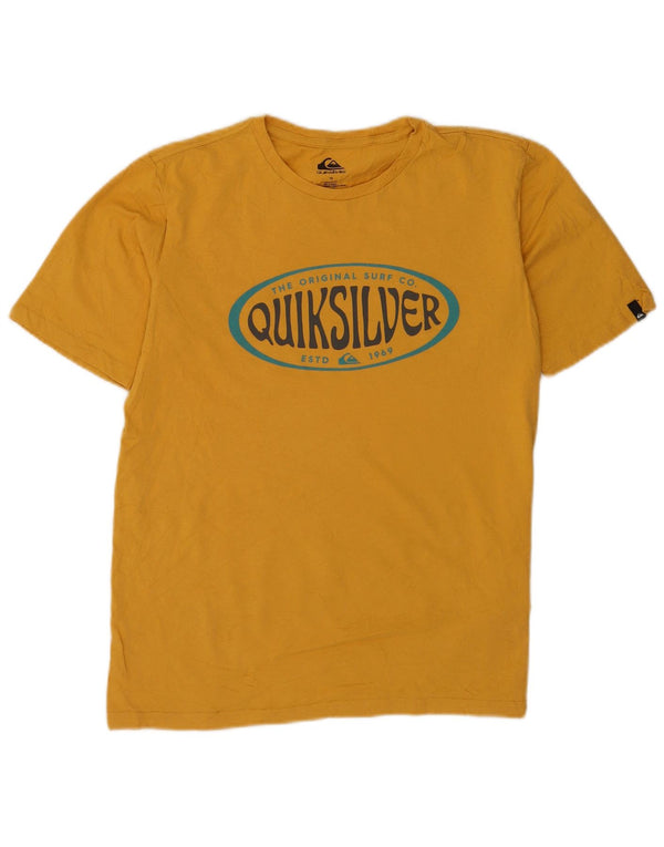 T-shirt grafica Quiksilver da ragazzo vestibilità regolare 15-16 anni in cotone giallo