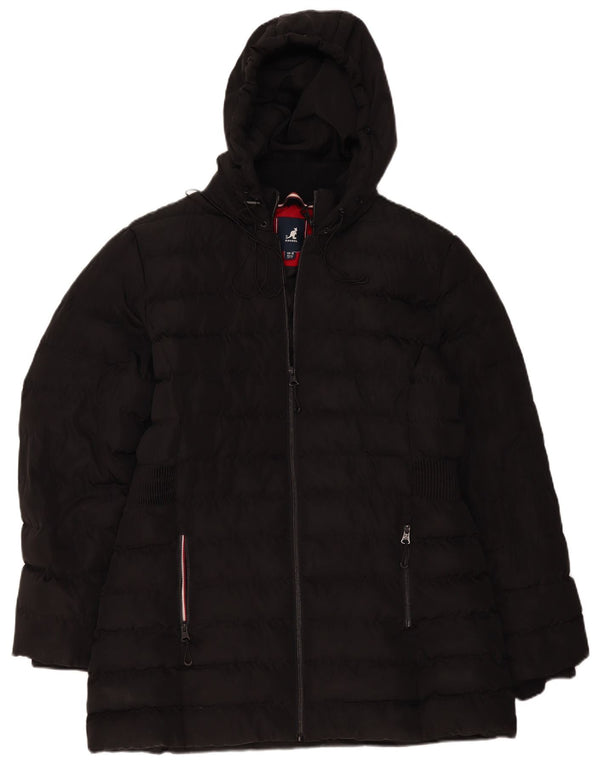Kangol Abrigo acolchado con capucha para mujer UK 46 Large Poliéster negro