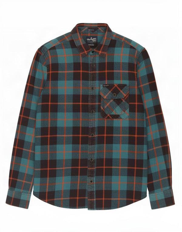 Wrangler Mens Flannel Shirt Small Green Check Cotton