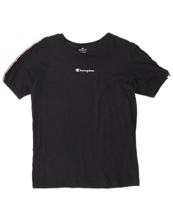 Champion Grafik-T-Shirt für Jungen, 13–14 Jahre, XL, schwarze Farbblock-Baumwolle