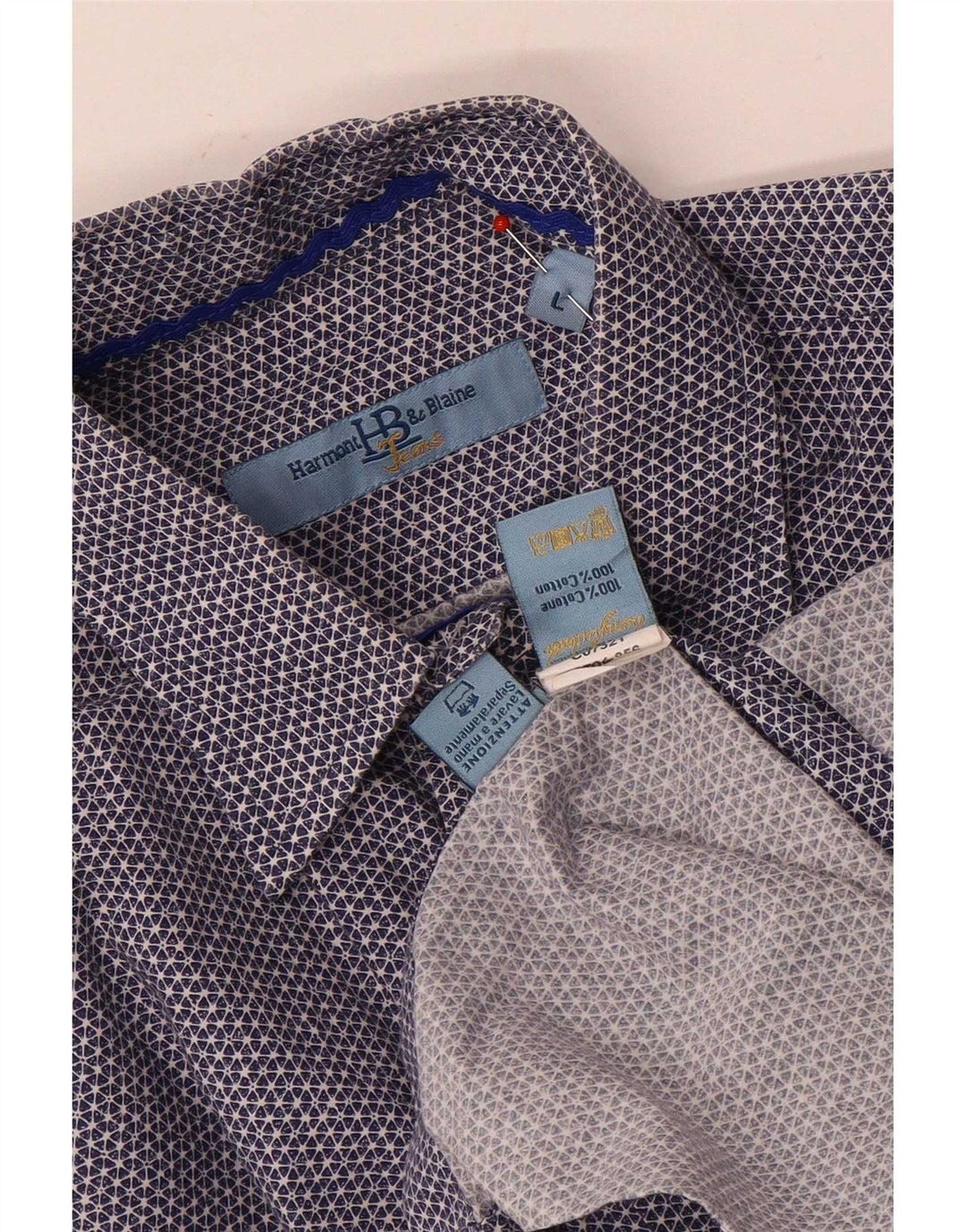Harmont & Blaine Chemise Homme Large Bleu Géométrique Coton