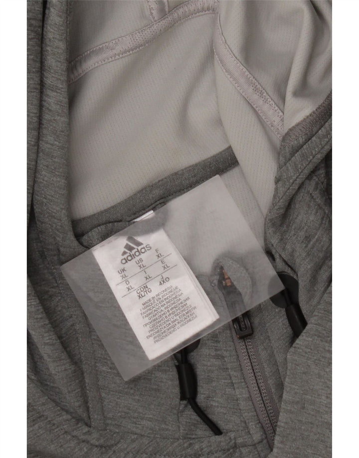 ADIDAS Mens Zip Hoodie Sweater XL Grey Polyester