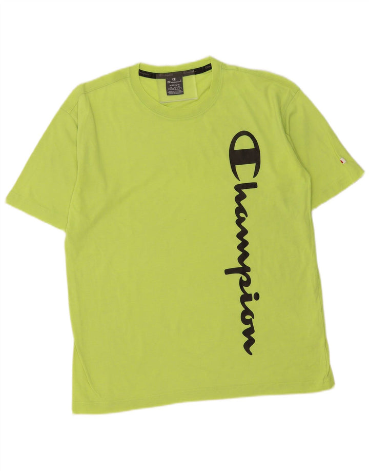 CHAMPION Mens Graphic T-Shirt Top Medium Green Cotton