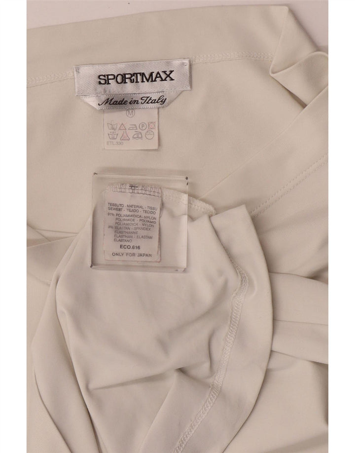 Sportmax Womens Crop Top Long Sleeve UK 12 Medium Off White Polyamide
