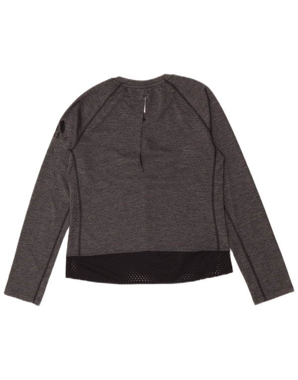 Adidas Damen Top Langarm UK 4/6 XS Grau Colourblock Polyester