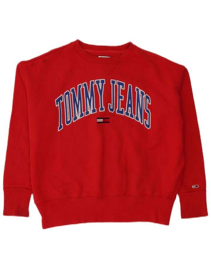 Tommy Hilfiger Dame Grafisk Oversized Sweatshirt Jumper UK 14 Medium Rød