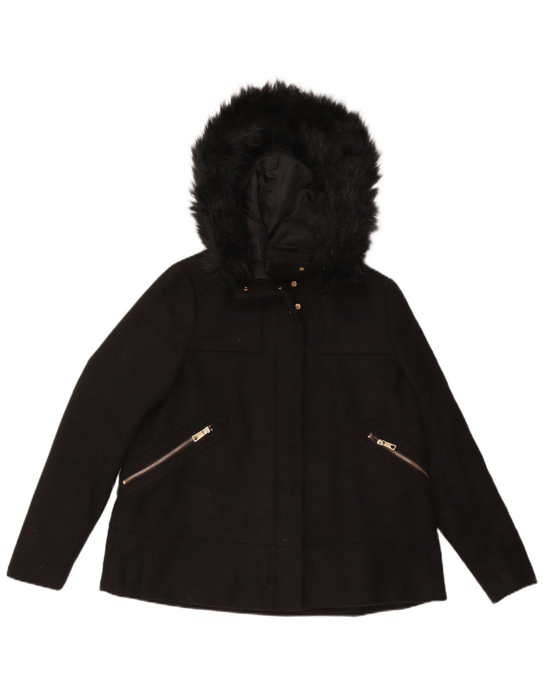 Zara Womens Hooded Windbreaker Jacket UK 14 Medium Black