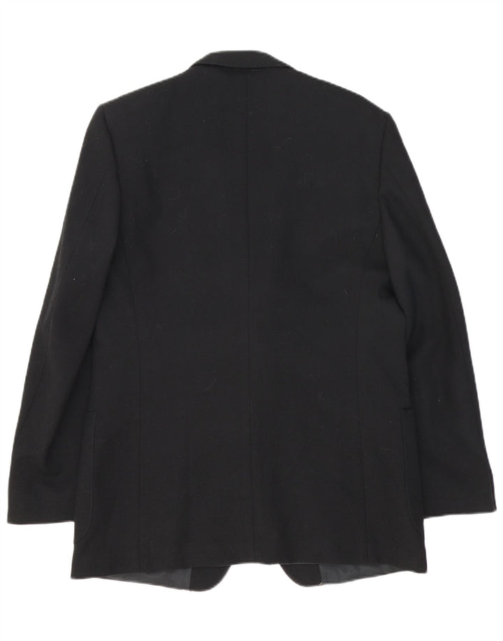 Vintage Mens 2 Button Blazer Jacket UK 38 Medium Black Virgin Wool