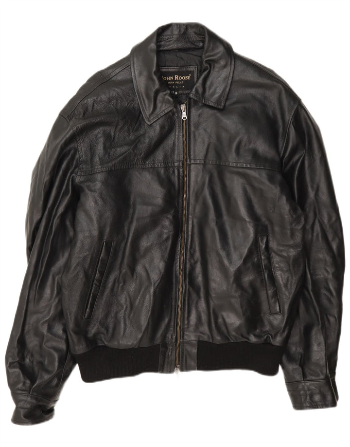 Ανδρικό δερμάτινο μπουφάν John Roose UK 38 Medium Black