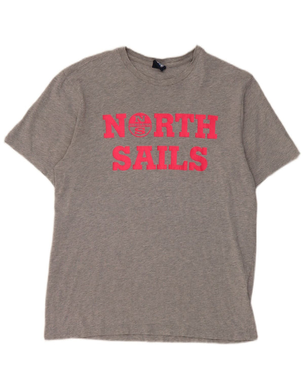 North Sails T-shirt graphique surdimensionné pour femme UK 2 2XS Gris Coton