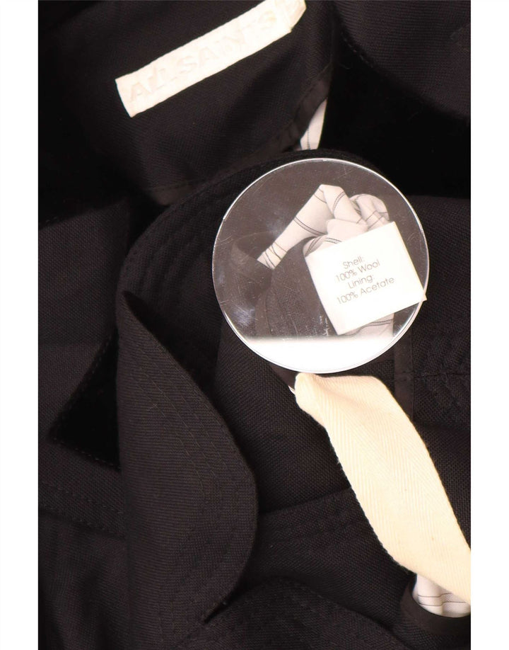 All Saints Damen-Blazerjacke, UK 12, Mittelschwarz, Colourblock-Wolle