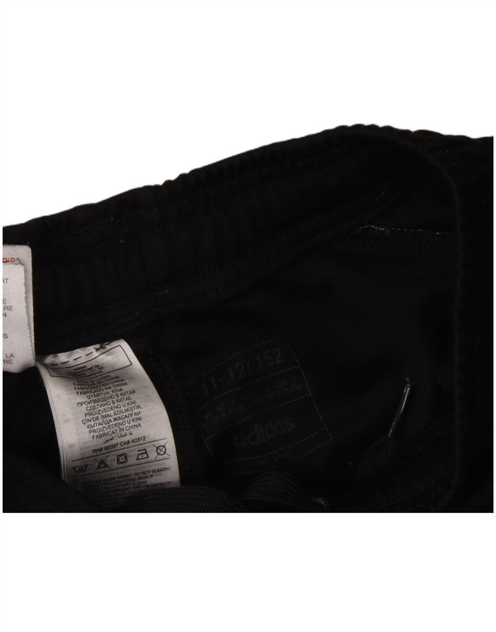 ADIDAS Boys Tracksuit Trousers 11-12 Years Black Polyester