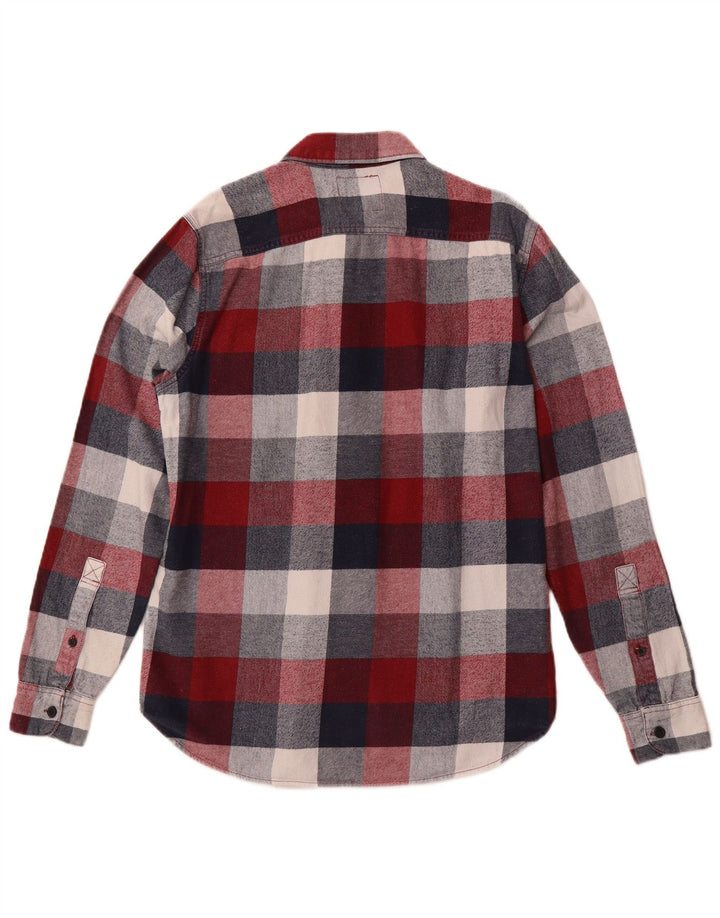 HOLLISTER Mens Flannel Shirt Medium Burgundy Check