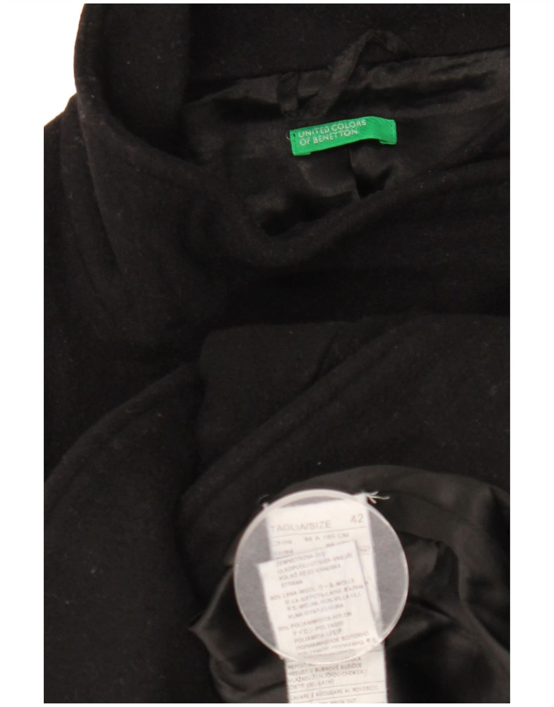 Caban Donna Benetton IT 42 Medio Nero Lana