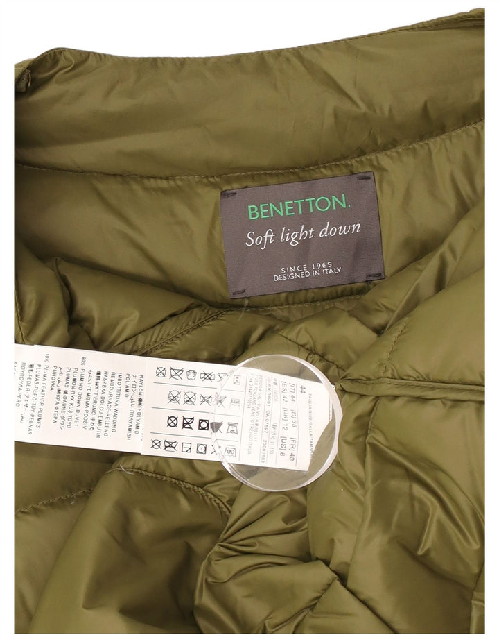 Benetton Womens Padded Jacket UK 12 Medium Khaki Polyamide