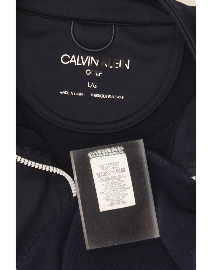 Calvin Klein Mens Tracksuit Top Jacket Large Navy Blue Striped Polyester
