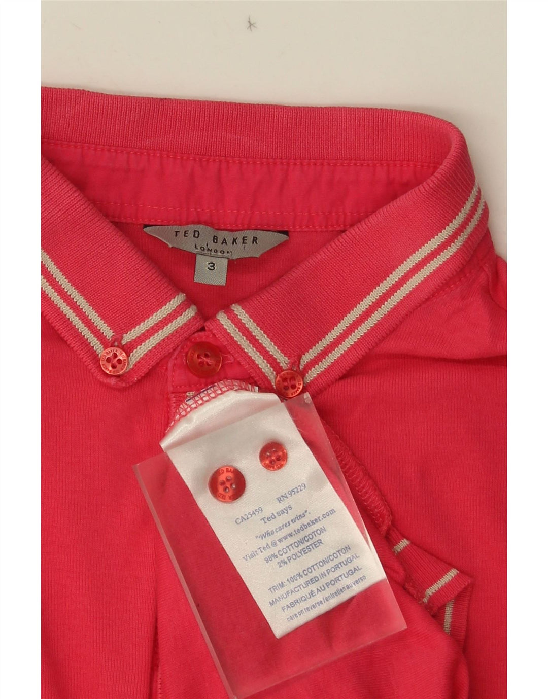 Ted Baker Herre Polo Neck Jumper Sweater Størrelse 3 Medium Pink Stribet