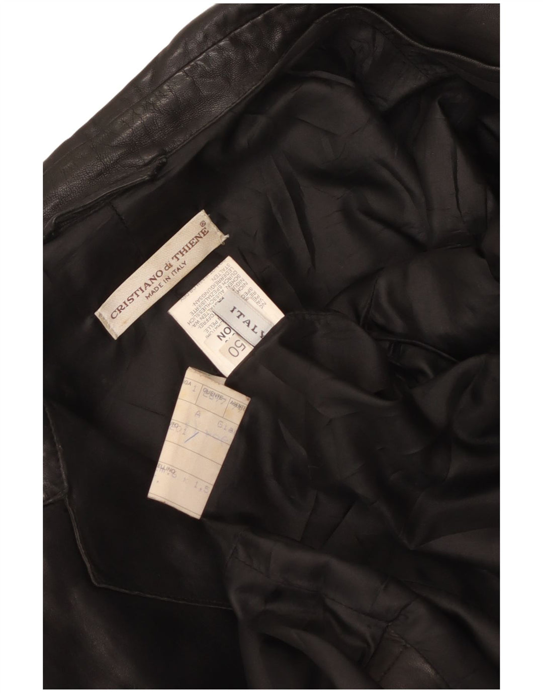 Cristiano Di Thiene Mens Leather Jacket UK 36 Small Black Leather