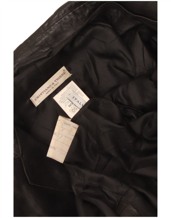 Cristiano Di Thiene Mens Leather Jacket UK 36 Small Black Leather