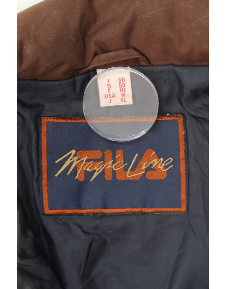 FILA Mens Magic Line Hooded Utility Jacket IT 50 Large Brown Polyester