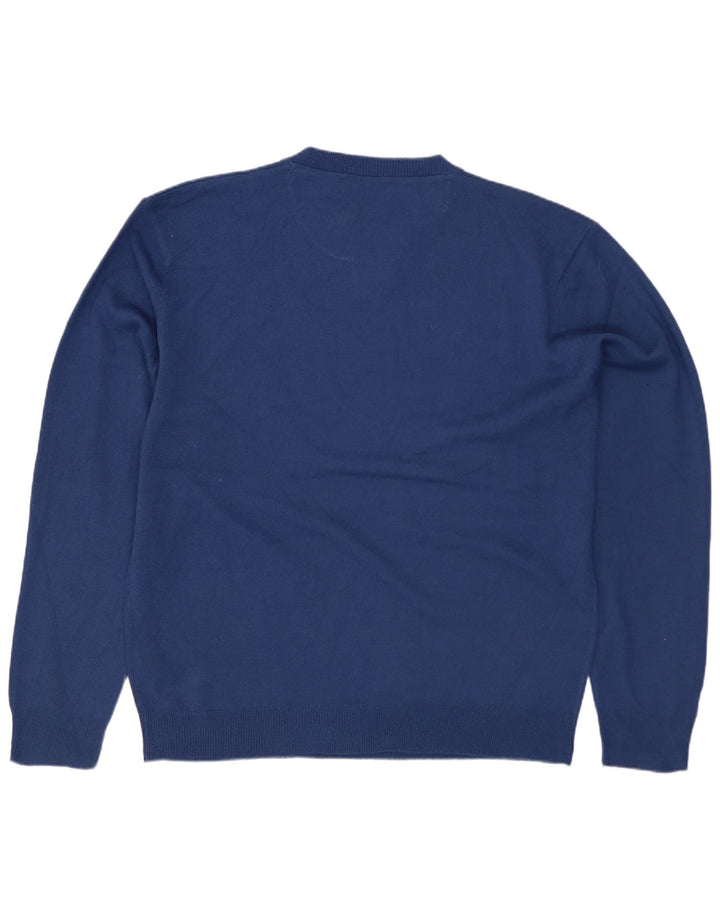Maglione da uomo Pierre Cardin con collo a bottoni, grande acrilico blu