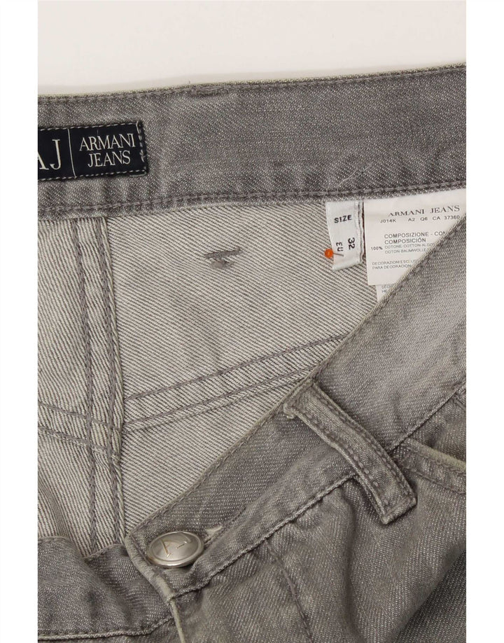 Armani Mens Distressed Straight Jeans W32 L29 Grey Cotton