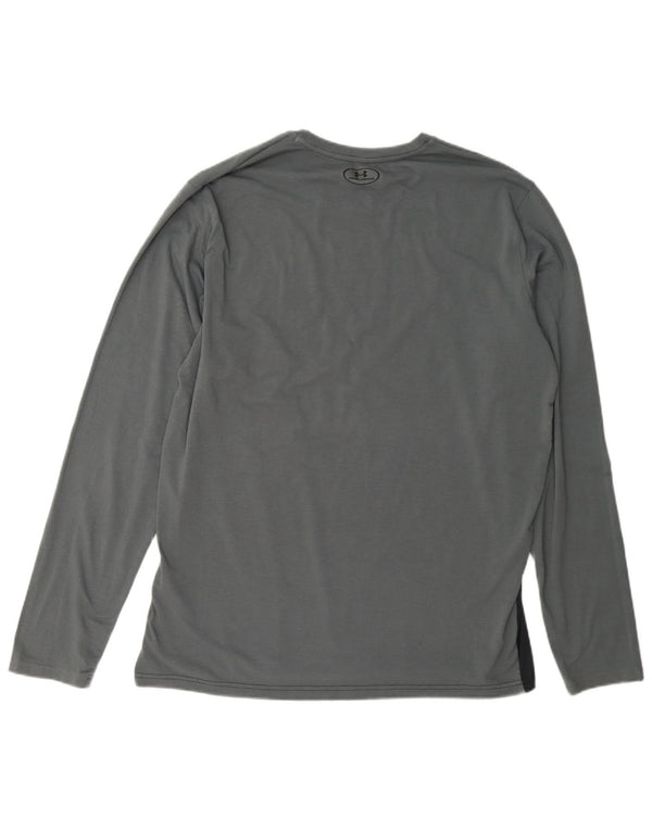 Under Armour Mens Top Manga Longa XL Cinza Colourblock Algodão