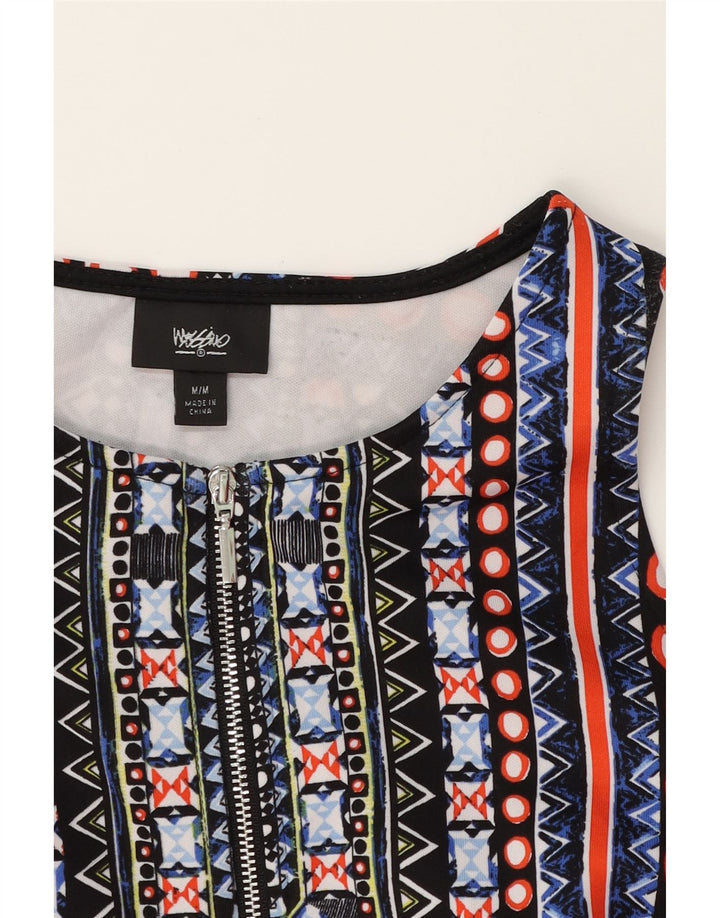 MOSSIMO Womens Sleeveless A-Line Dress UK 12 Medium Black Geometric Vintage Mossimo and Second-Hand Mossimo from Messina Hembry 