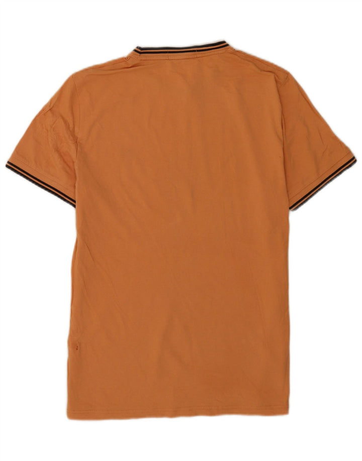 Fred Perry Mens T-Shirt Top Medium Orange Striped Cotton