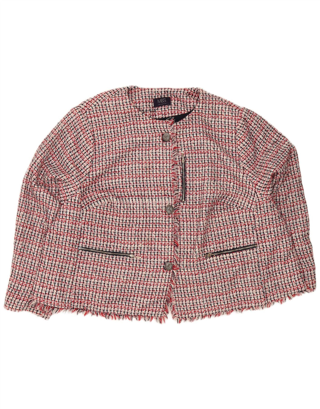 Marks & Spencer Veste blazer à 3 boutons pour femme UK 30 6XL Rouge à carreaux Polyester