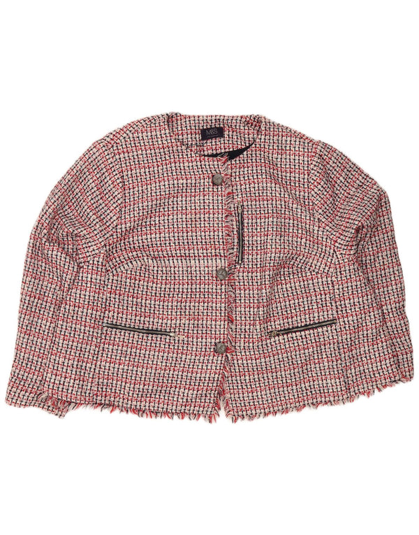 Marks & Spencer Damen-Blazerjacke mit 3 Knöpfen, UK 30 6XL, rot kariert, Polyester