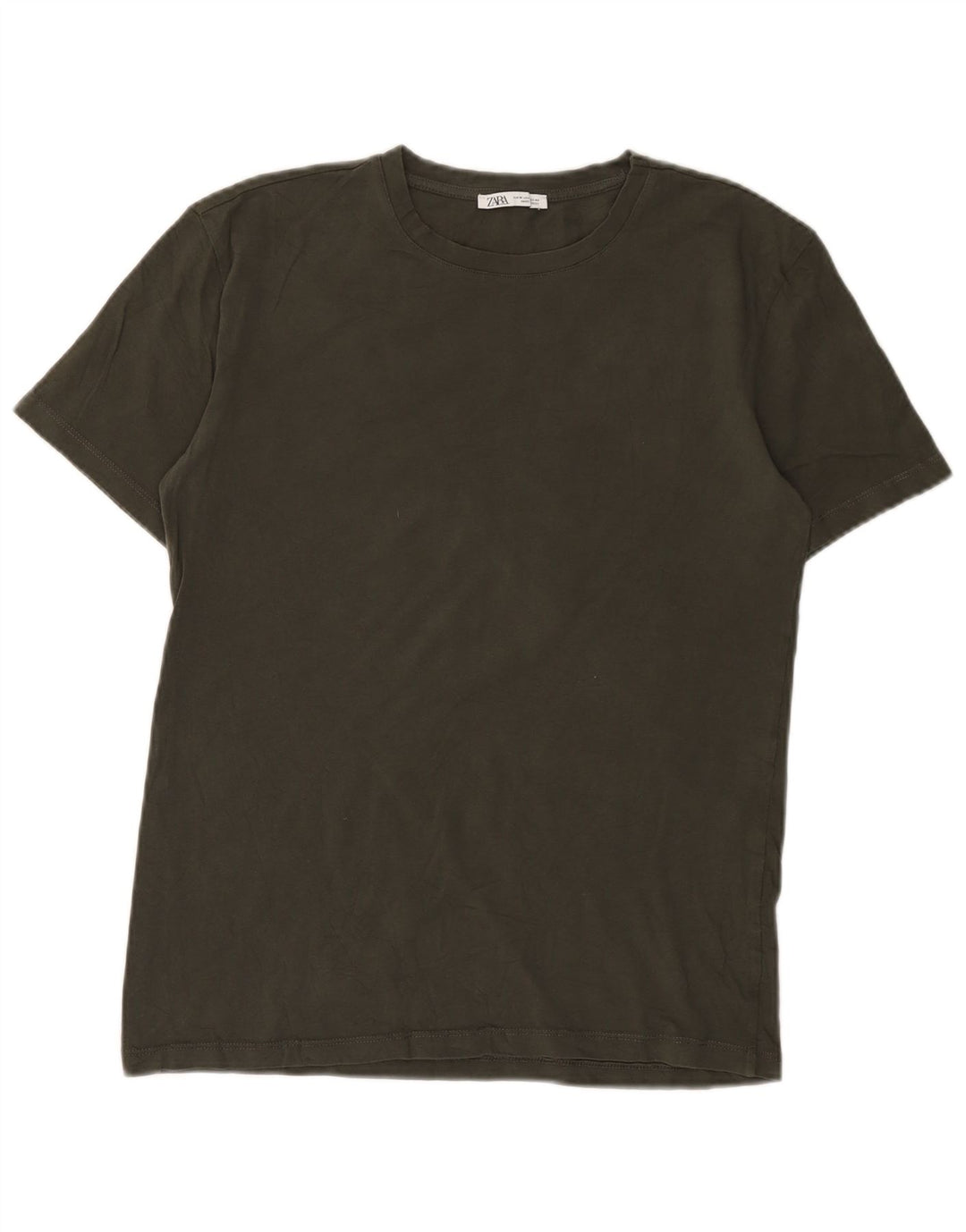 Zara Mens T-Shirt Top Medium Brown Cotton