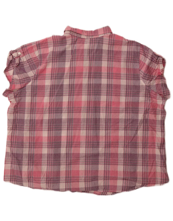 Lee Womens Riders Short Sleeve Shirt UK 24 4XL Pink Check Cotton